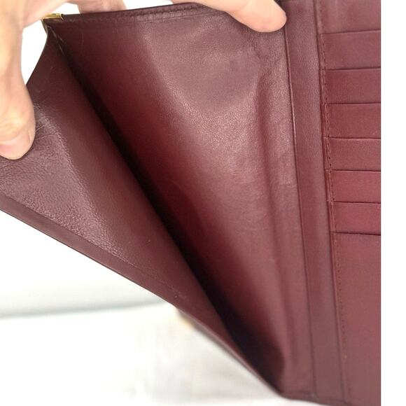 Cartier Must de Cartier Bordeaux Leather Long Wallet Gold Corners Vintage Italy - Picture 4 of 8